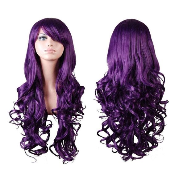 Curly Cosplay Wig Purple Halloween Wig main image 4